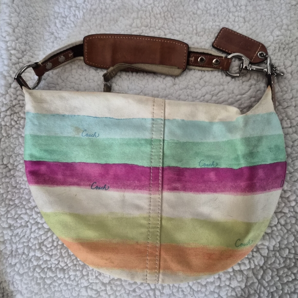 Coach Hampton Watercolor Stripe Hobo Bag - Picture 2 of 5